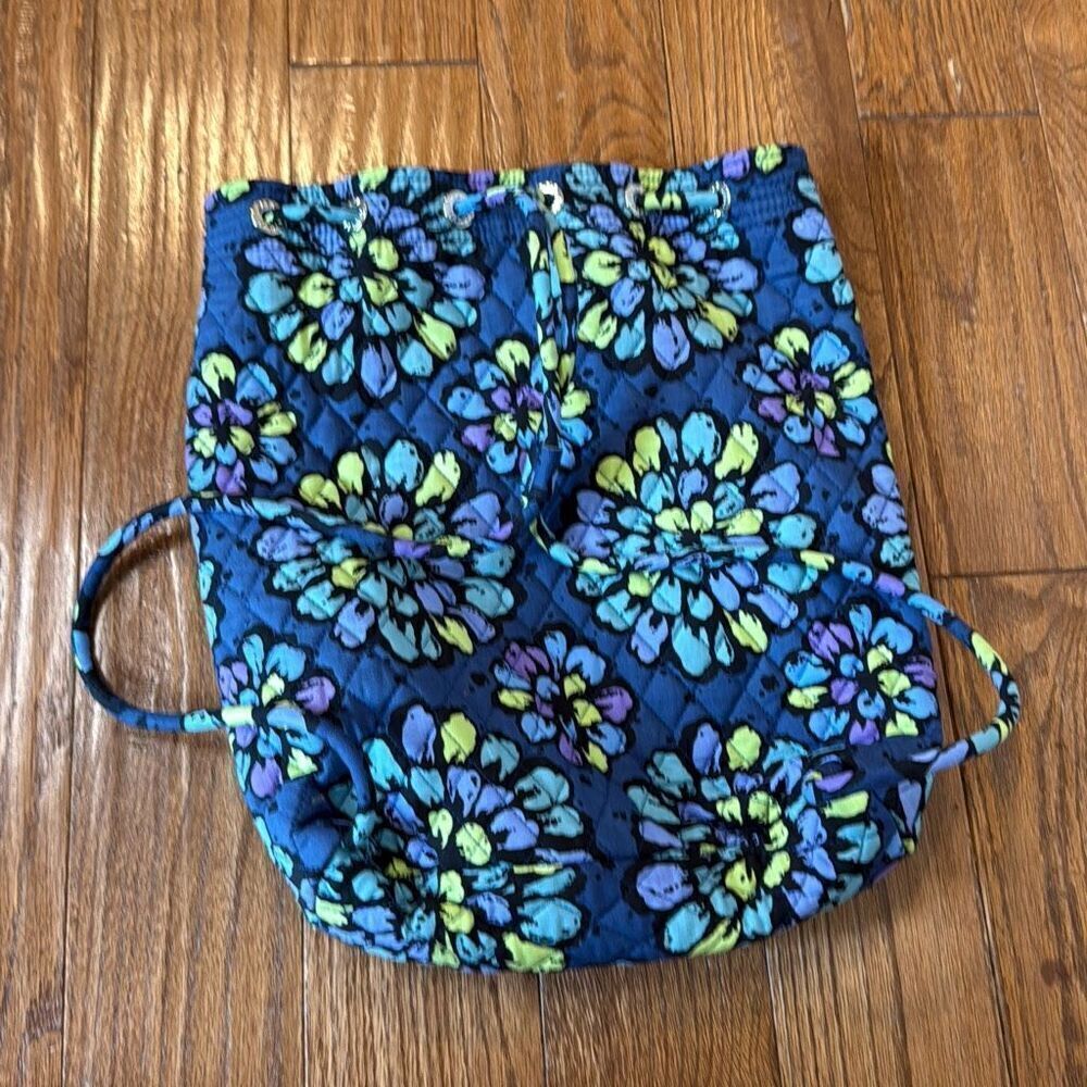 Vera Bradley blue green floral quilted backpack - Picture 6 of 8